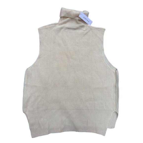 Gilli New Knit Mock Neck Sweater Vest Beige Sleeveless L/XL - Picture 4 of 4